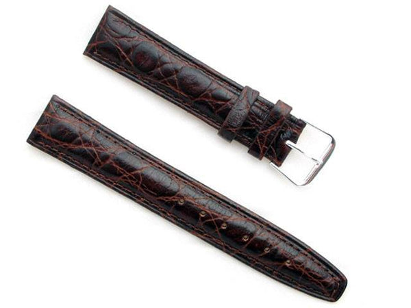 Crocodile Embossed Leather Watch Strap