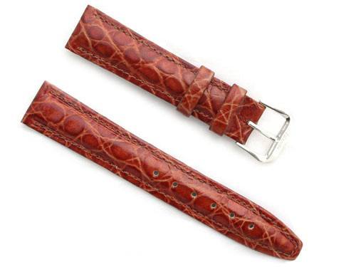 Crocodile Embossed Leather Watch Strap