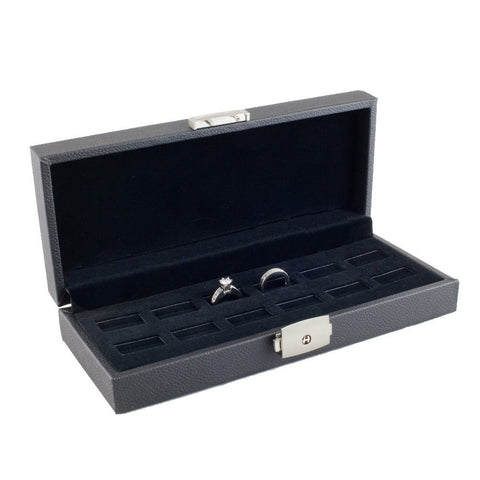 12 Slot Lockable Ring & Cuff Links Jewelry Case
