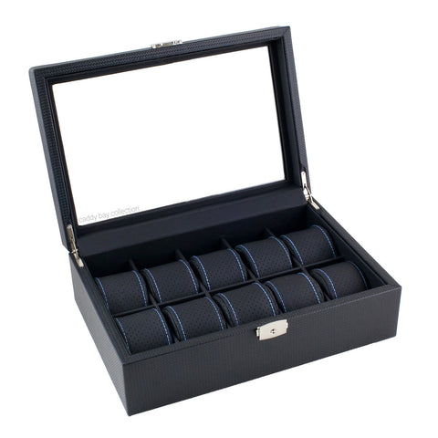Carbon 10 - Blue - Watch Box - Caddy Bay Collection