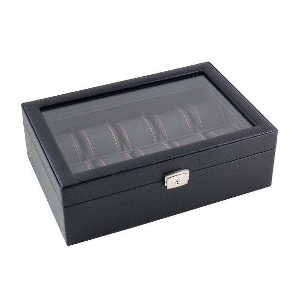 Carbon 10 - Orange - Watch Box - Caddy Bay Collection