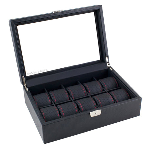Carbon 10 - Red - Watch Box - Caddy Bay Collection