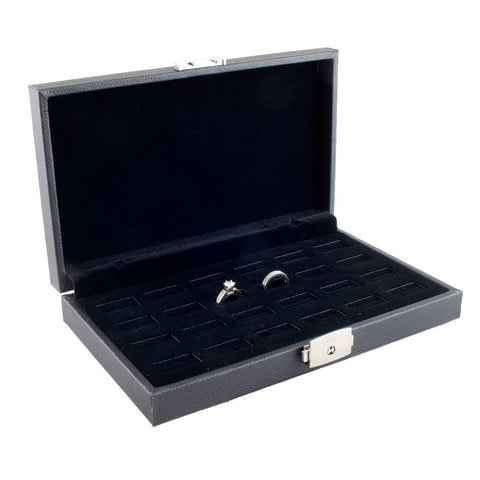 24 Slot Lockable Ring & Cuff Links Jewelry Case