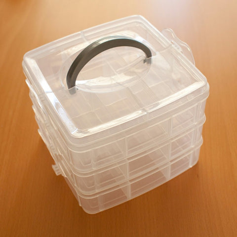 3 Tier Stackable Clear Plastic Case with Removable Dividers
