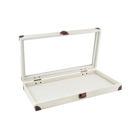 Jewelry Ring Display Case - Beige Canvas