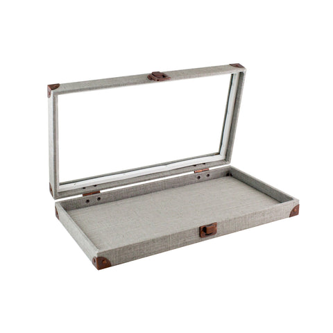 Jewelry Ring Display Case - Grey Canvas