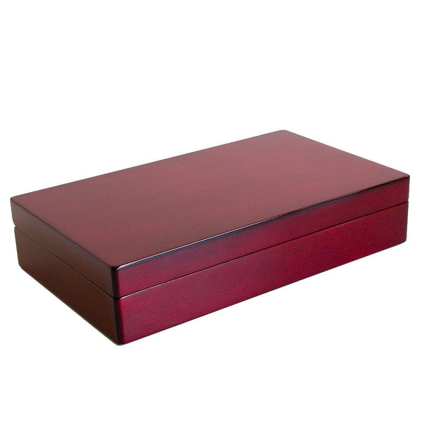Glossy Rosewood Ring & Cuff Links Jewelry Storage Box - White