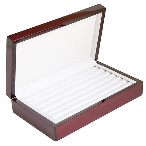 Glossy Rosewood Ring & Cuff Links Jewelry Storage Box - White